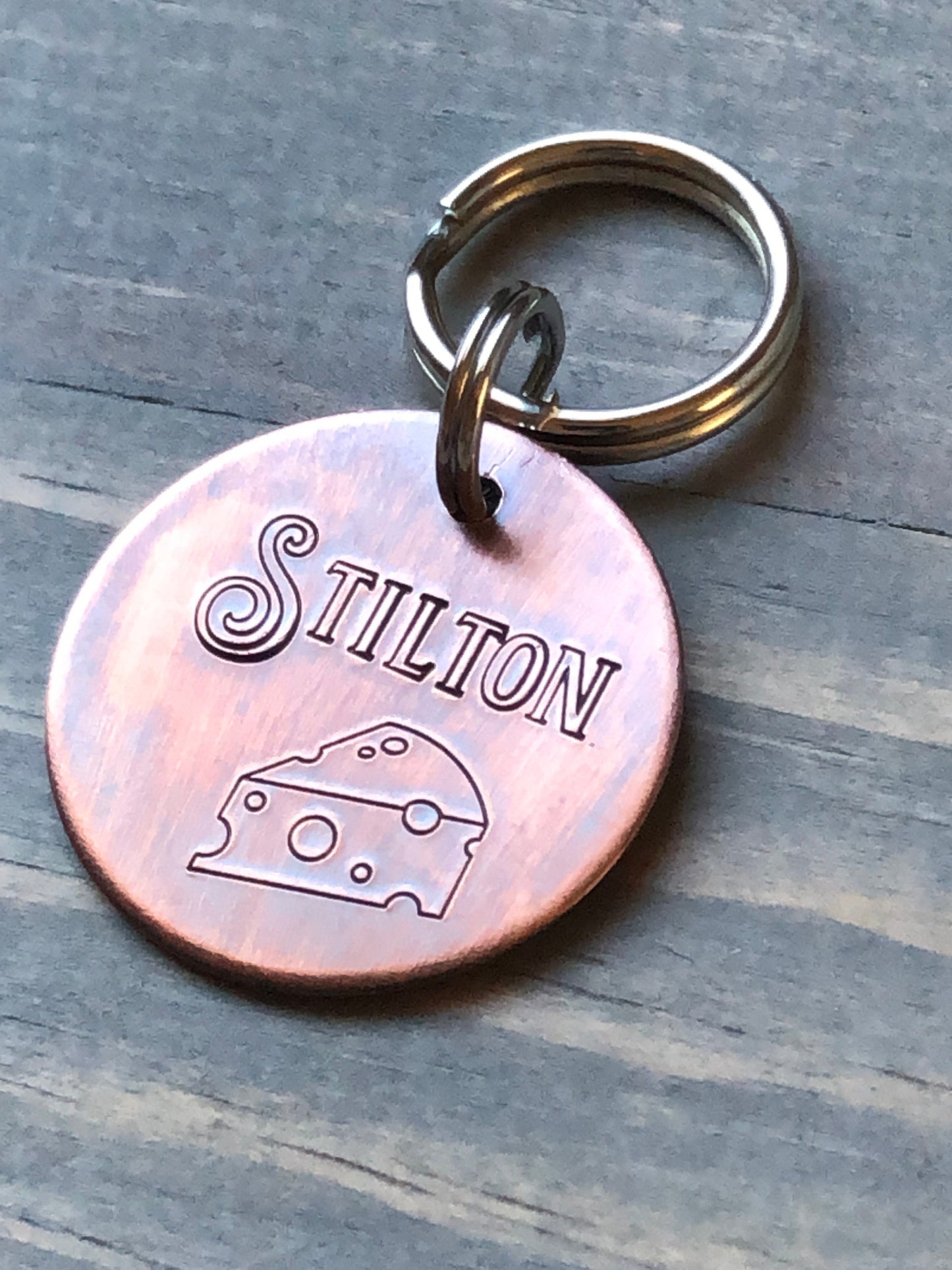 Cheese Name Tag for Dog, Hand Stamped Pet ID Tag, Stilton, Personalized Dog Tag for Dog, Cute Dog Tag, Cheddar Dog Tag