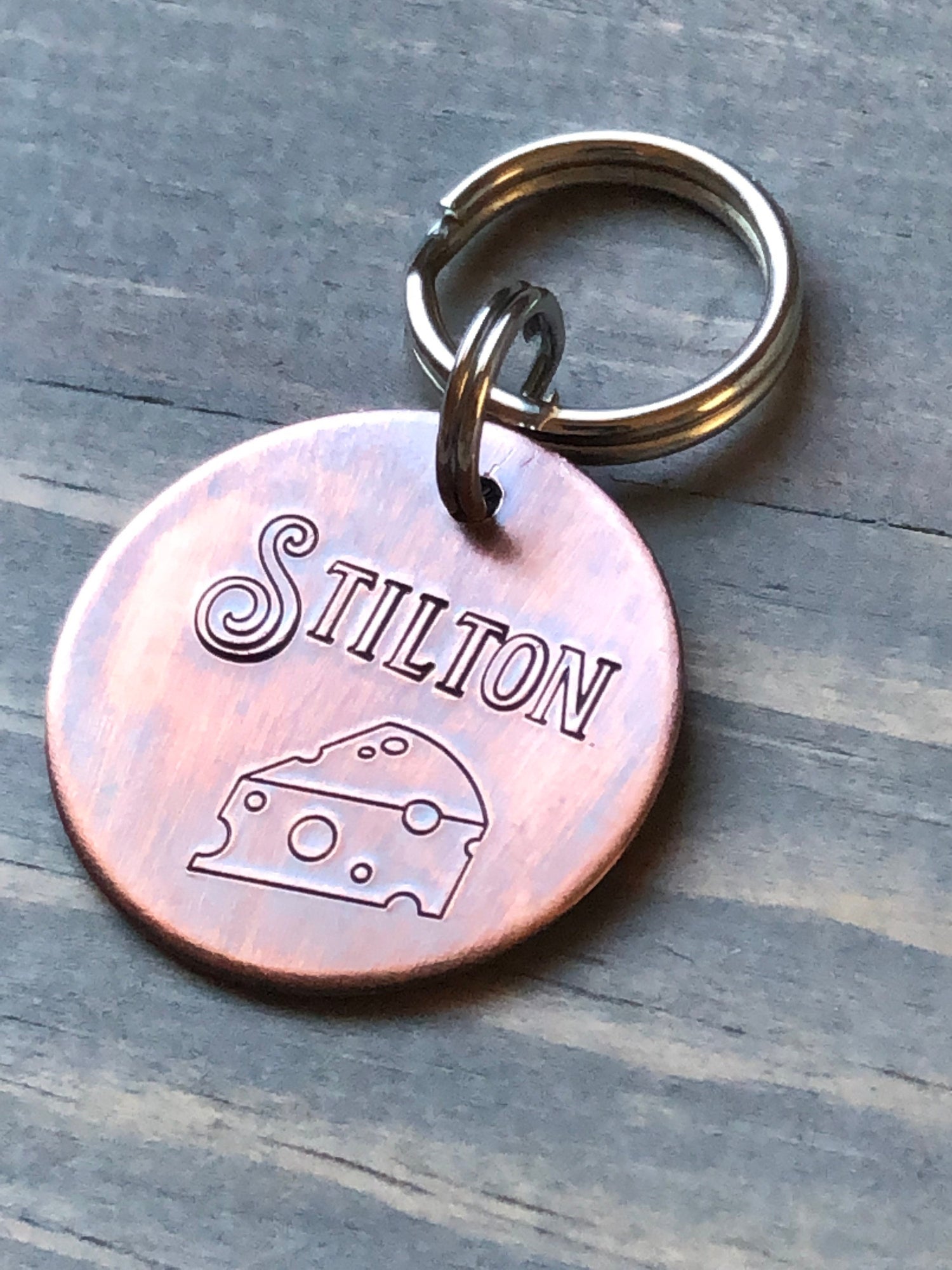 Cheese Name Tag for Dog, Hand Stamped Pet ID Tag, Stilton, Personalized Dog Tag for Dog, Cute Dog Tag, Cheddar Dog Tag
