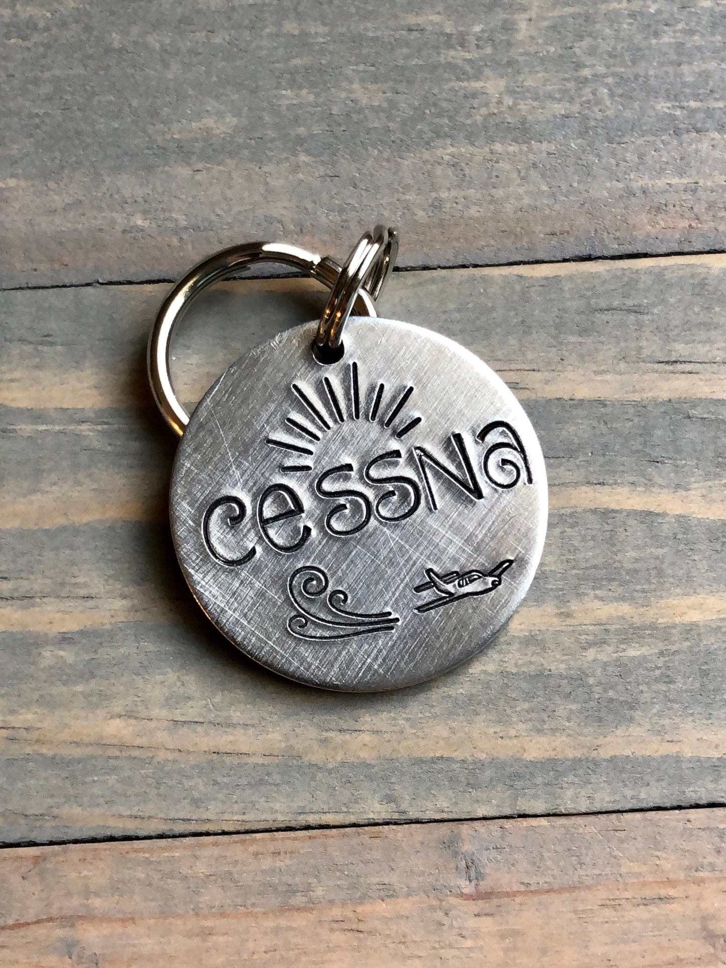 Name Tag for Dog, Hand Stamped Pet ID Tag, Cessna, Personalized Dog Tag for Dog, Aviation Dog Tag, Airplane Dog Tag, Plane, Gulfstream