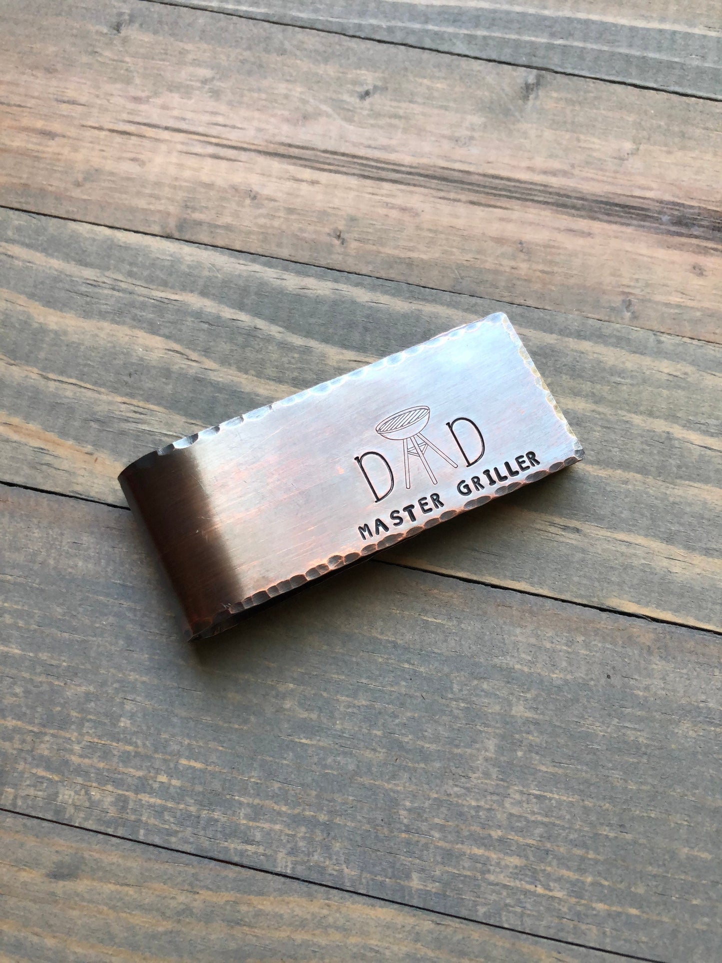 Copper Money Clip for Dad- Father's Day Gift - Personalized Master of the Grill Money Clip - Barbeque Money Holder for Father