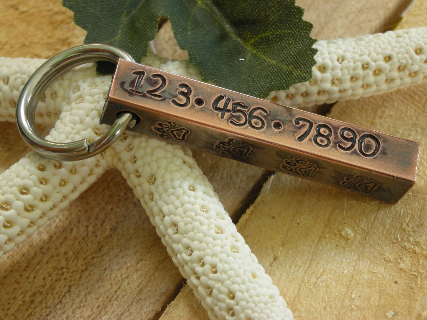 Copper Bar Handstamped Pet ID Tag