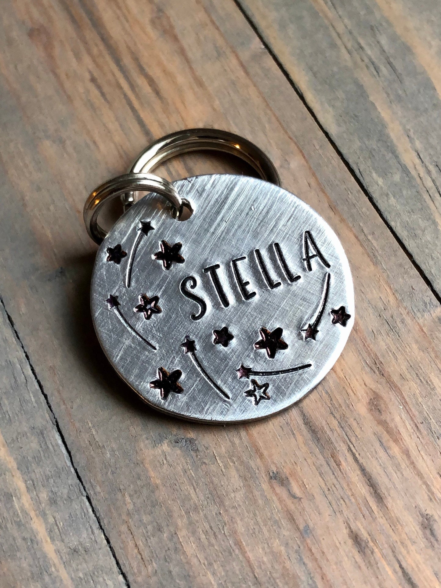 Dog Tag with Stars, Stella, Pet Id Tag with Night Sky, Dog Tag with Shooting Stars, Milky Way Pet Tag for Collar