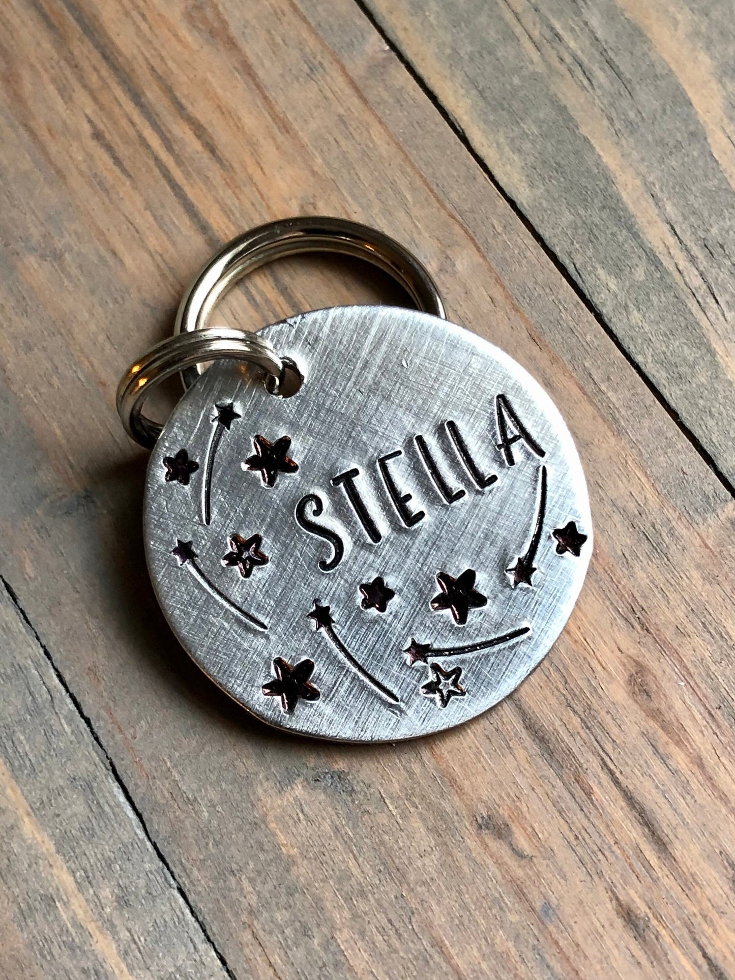 Dog Tag with Stars, Stella, Pet Id Tag with Night Sky, Dog Tag with Shooting Stars, Milky Way Pet Tag for Collar