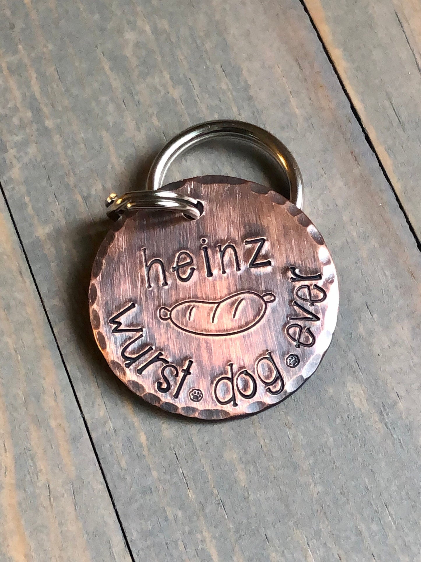Name Tag for Dog, Hand Stamped Pet ID Tag, Wurst.Dog.Ever., Personalized Dog Tag for Dog, Bratwurst Dog Tag, Dachshund, Corgi, Weiner Dog