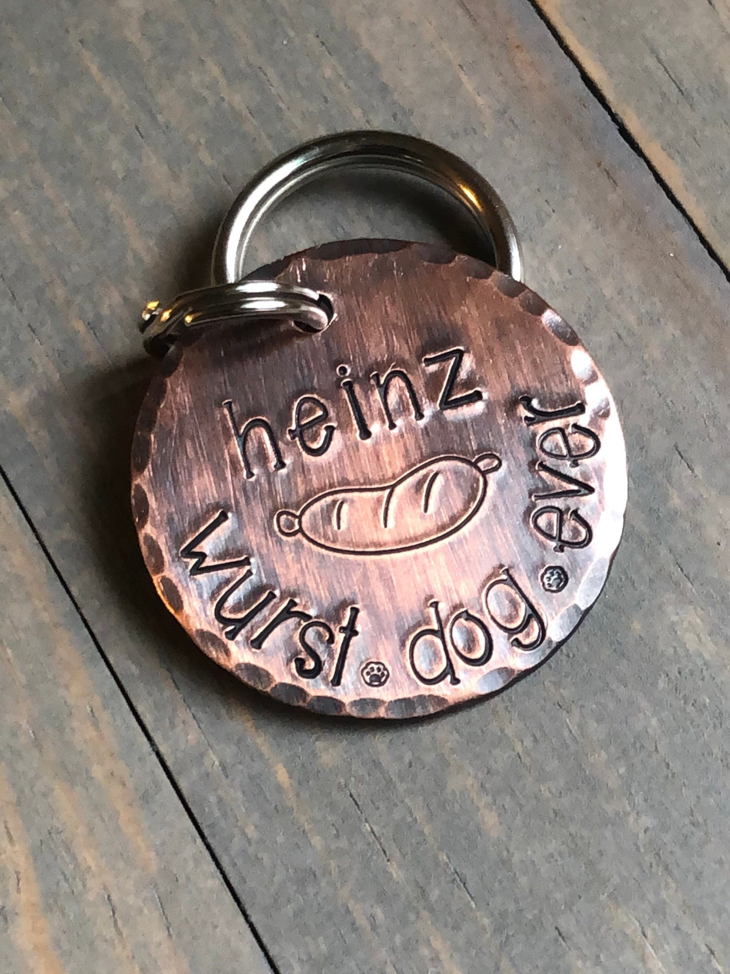 Name Tag for Dog, Hand Stamped Pet ID Tag, Wurst.Dog.Ever., Personalized Dog Tag for Dog, Bratwurst Dog Tag, Dachshund, Corgi, Weiner Dog