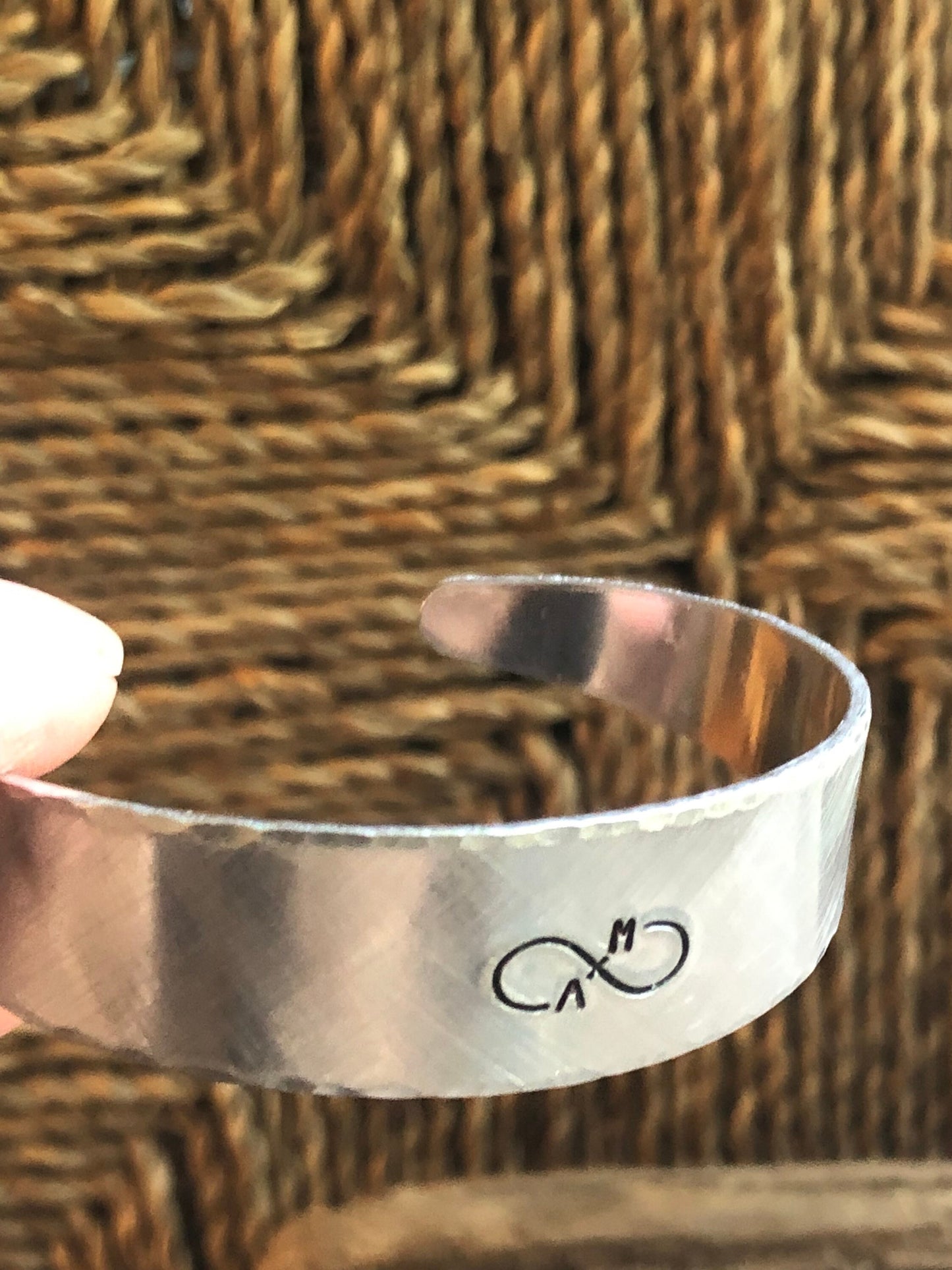 Silver Anniversary Bracelet - Jewelry for Anniversary - Infinity Sign w/Initials Cuff - gift for Girlfriend/Boyfriend with Initials