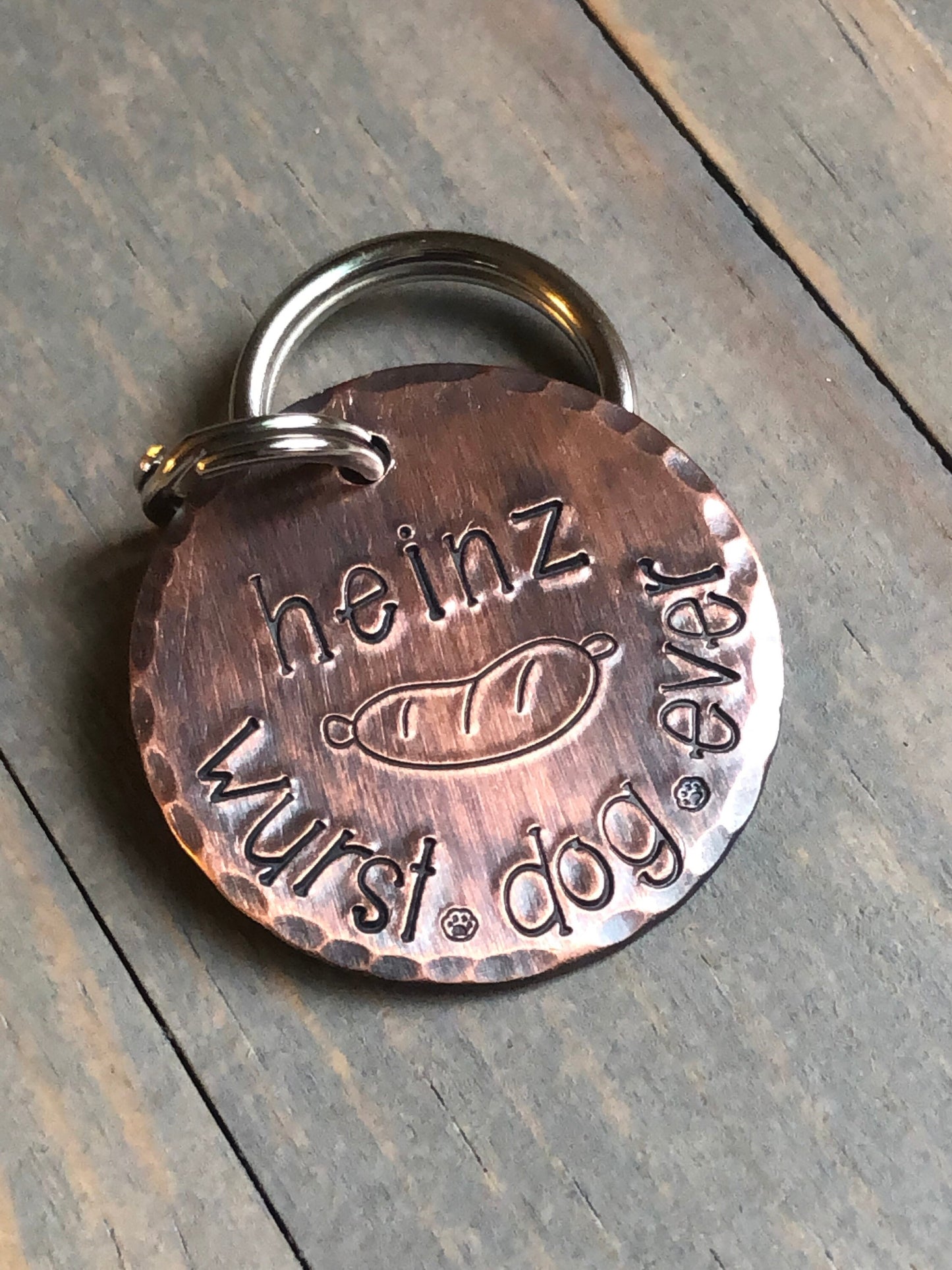 Name Tag for Dog, Hand Stamped Pet ID Tag, Wurst.Dog.Ever., Personalized Dog Tag for Dog, Bratwurst Dog Tag, Dachshund, Corgi, Weiner Dog