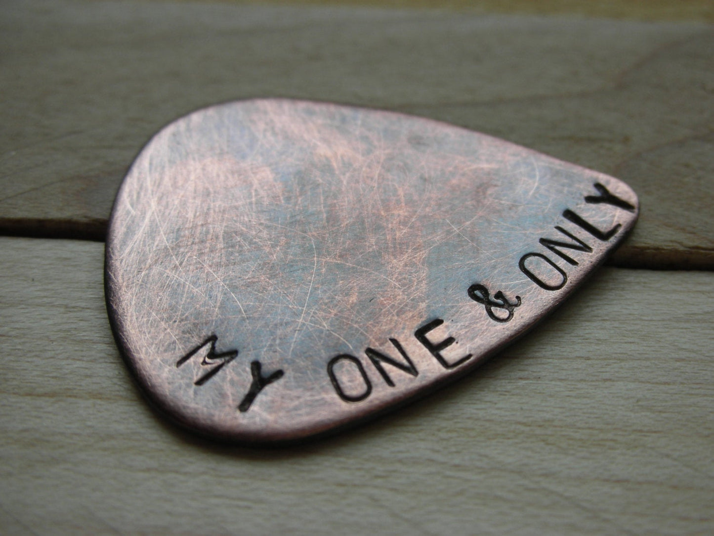 CUSTOM GUITAR Pick-Handstamped Copper-Great Gift for Fathers Day, Husband, Boyfriend, Dad, Groomsmen
