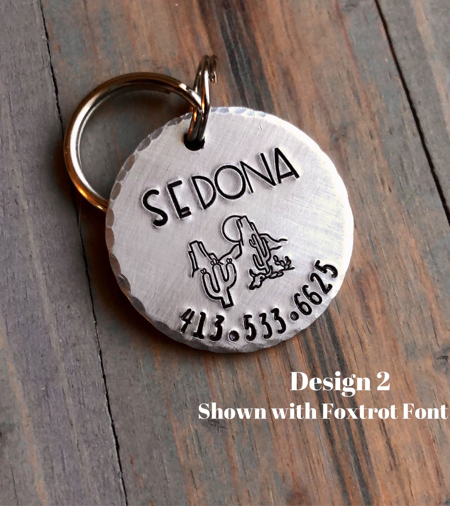 Desert Dog, Mojave, Sedona, Pet Id Tag with Cactus, Dog Tag with Desert Scene, mountains, moonShooting Stars, Milky Way Pet Tag for Collar