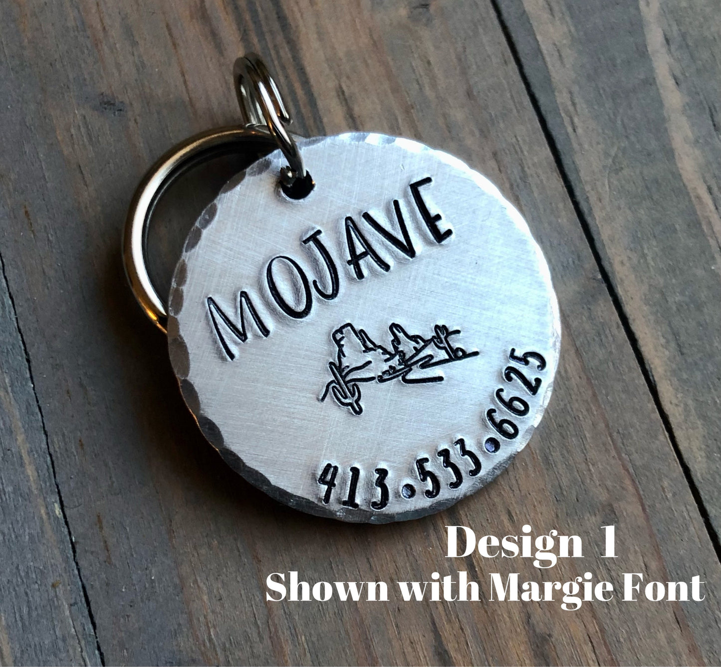 Desert Dog, Mojave, Sedona, Pet Id Tag with Cactus, Dog Tag with Desert Scene, mountains, moonShooting Stars, Milky Way Pet Tag for Collar
