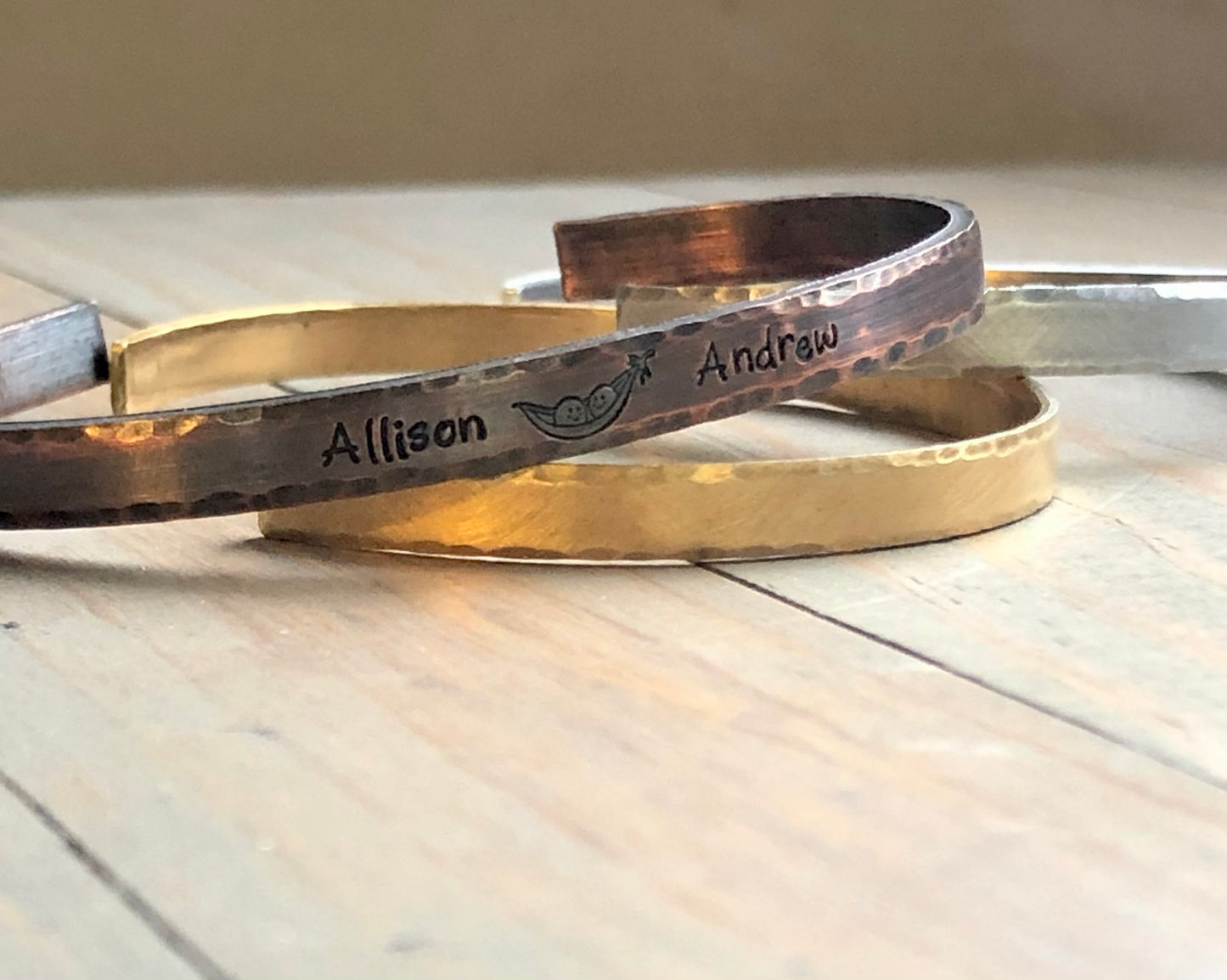 Mother of Twins Skinny Stackable Bracelet, Custom Bracelet for Mom, Mother's Day Gift for Mom, New Mother Gift, Cuff Bracelet, Peas in a Pod