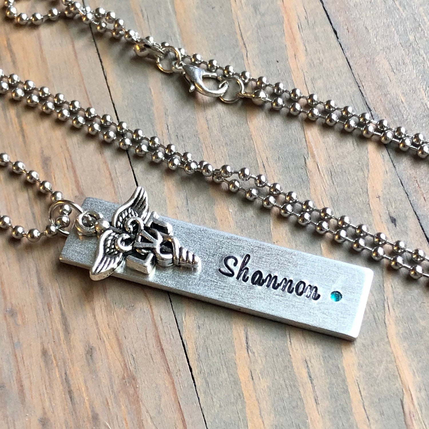 LVT Necklace, Vet Tech Graduation, Licensed Veterinary Technician Necklace with Inset Birthstone and Name, Gift for Vet Tech, Certified