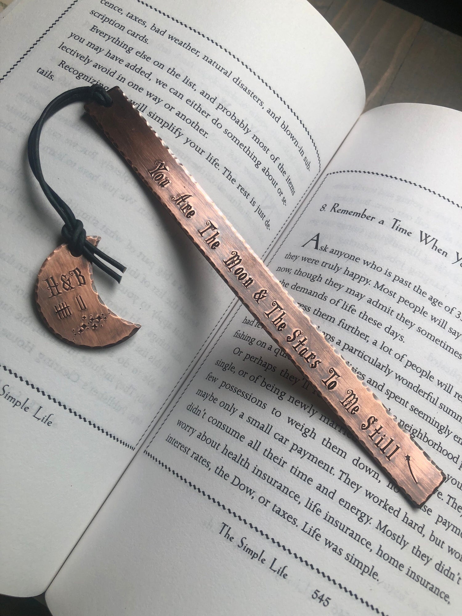Copper Anniversary Bookmark, Copper for 7th Anniversary, 8th Anniversary Bronze Bookmark, Gift for Book Lover, Personalized Anniversary Gift