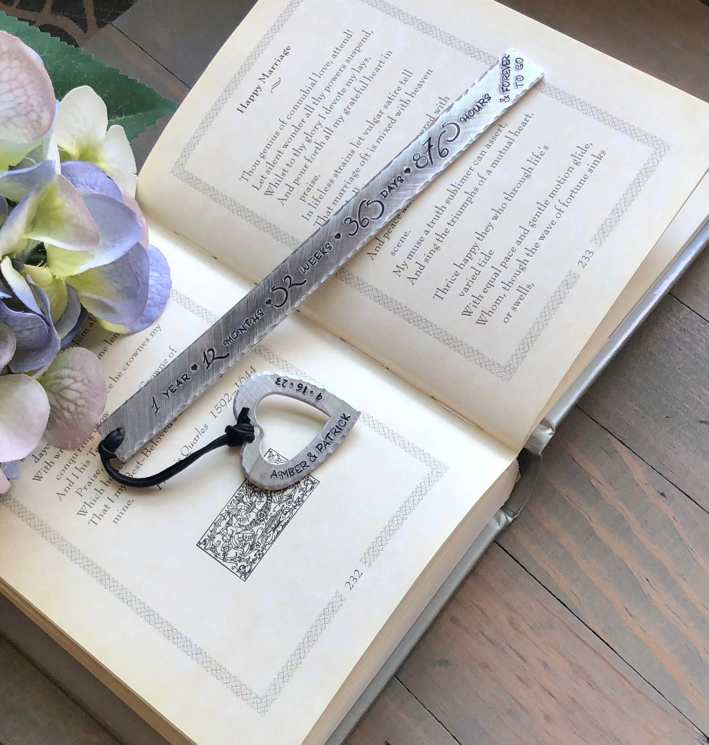 First Anniversary Bookmark, Gift for First Anniversary, Copper Bronze Boodmark, 7, 8, Gift for Book Lover, Personalized Anniversary Gift