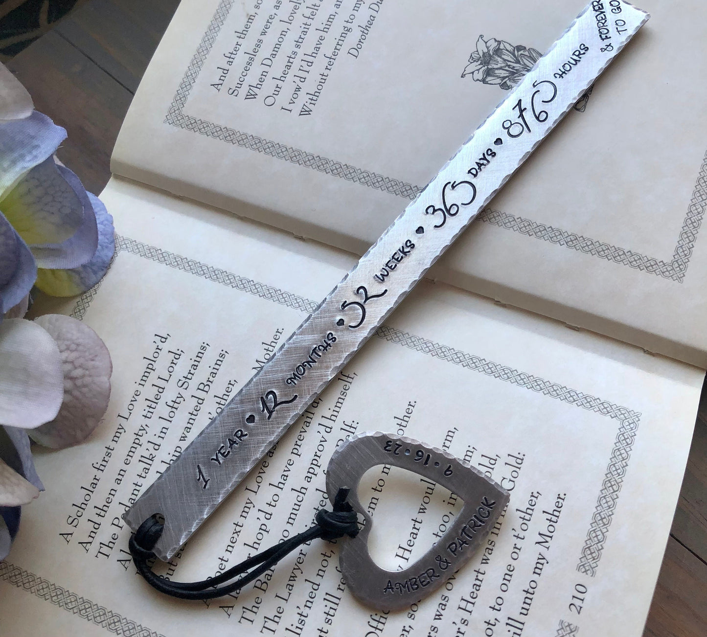 First Anniversary Bookmark, Gift for First Anniversary, Copper Bronze Boodmark, 7, 8, Gift for Book Lover, Personalized Anniversary Gift