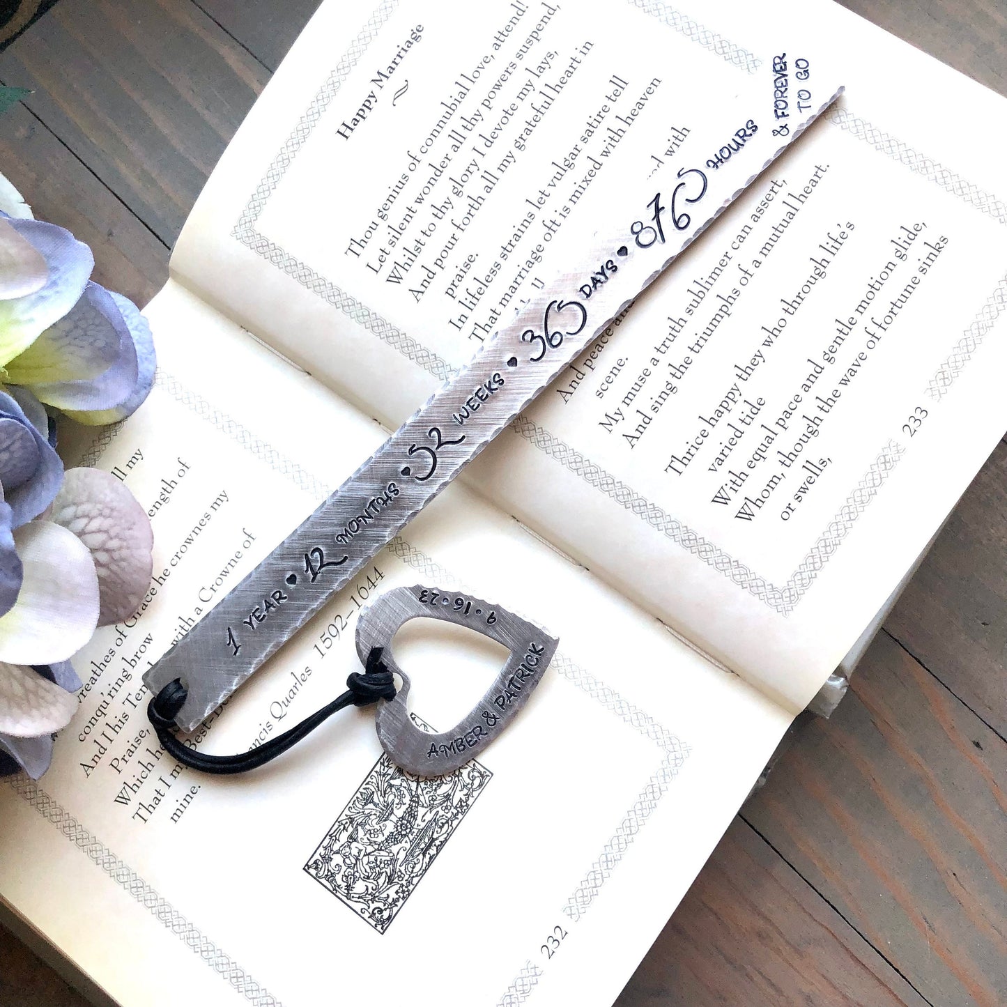 First Anniversary Bookmark, Gift for First Anniversary, Copper Bronze Boodmark, 7, 8, Gift for Book Lover, Personalized Anniversary Gift