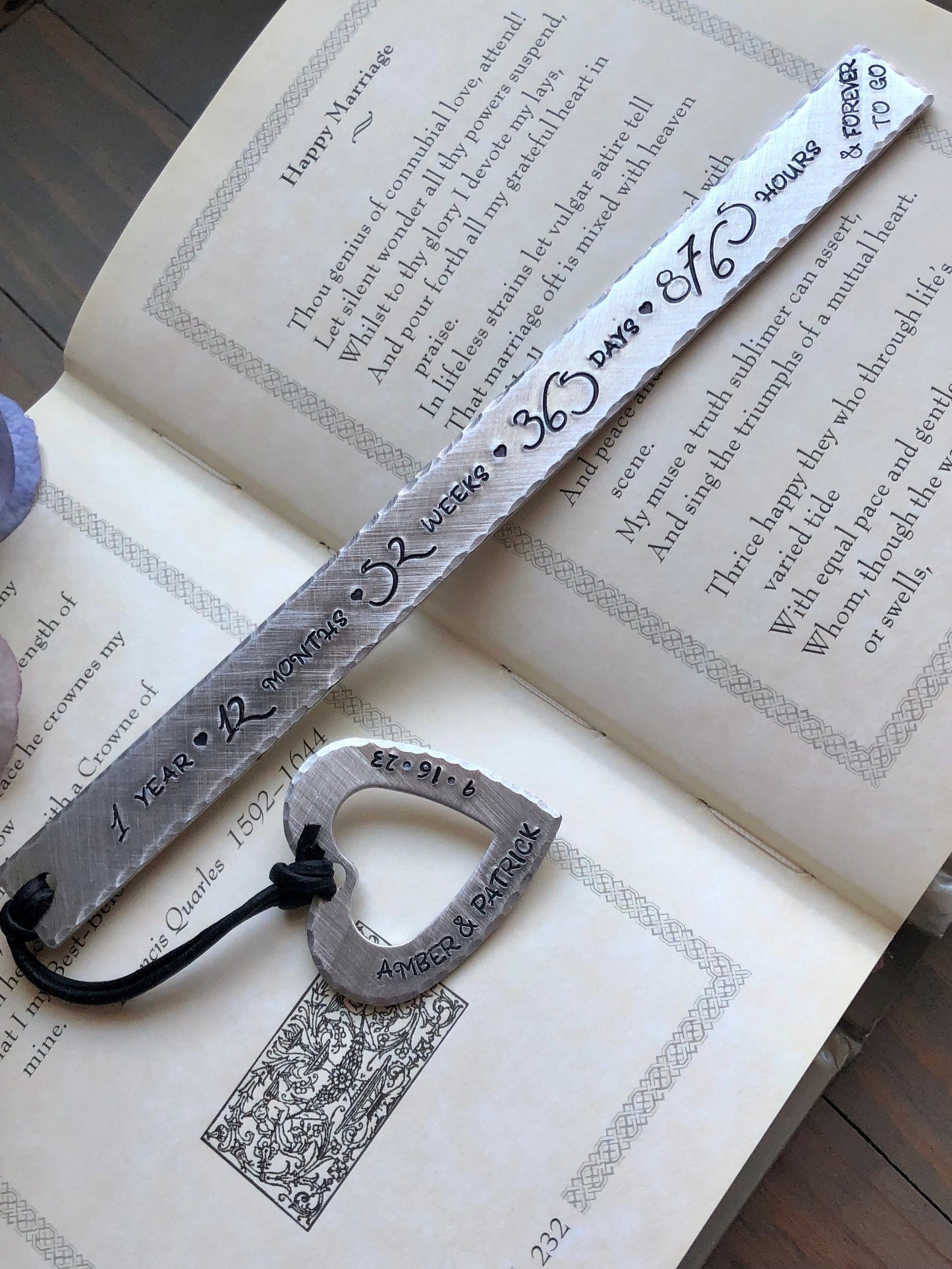 First Anniversary Bookmark, Gift for First Anniversary, Copper Bronze Boodmark, 7, 8, Gift for Book Lover, Personalized Anniversary Gift