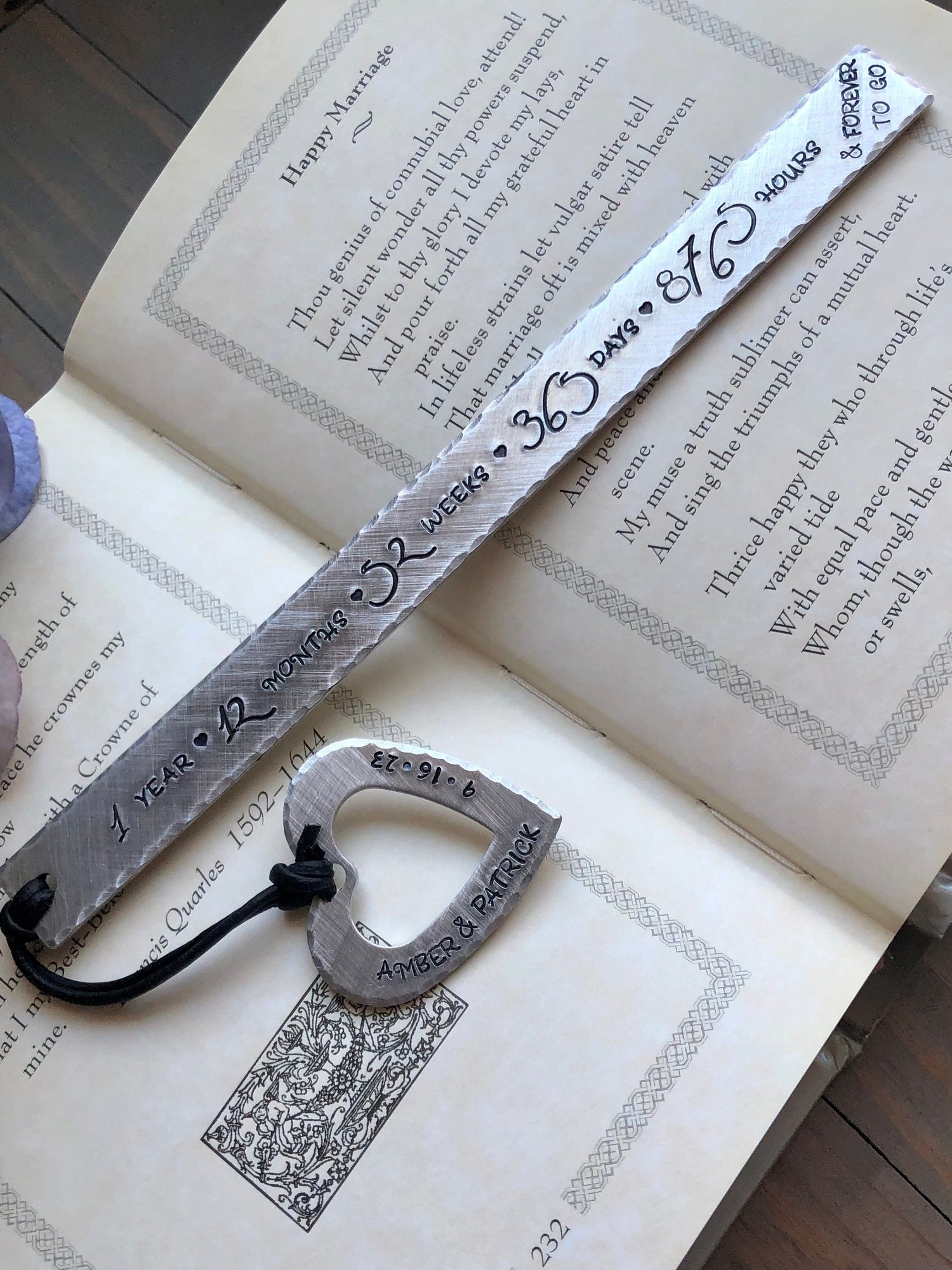 First Anniversary Bookmark, Gift for First Anniversary, Copper Bronze Boodmark, 7, 8, Gift for Book Lover, Personalized Anniversary Gift