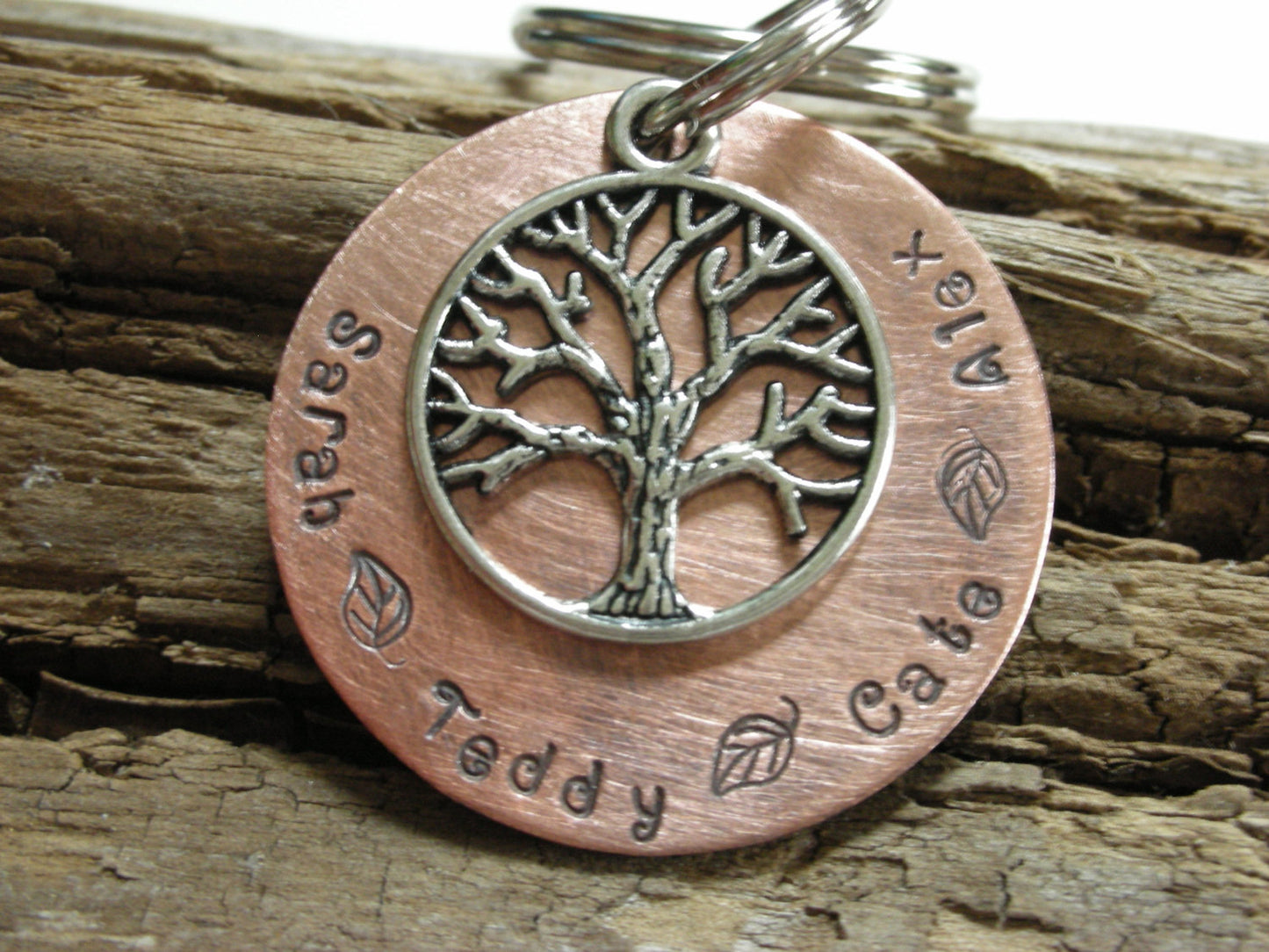 Family Tree Keychain-Custom Handstamped Keychain-Keepsake Family Tree Keychain-Mothers Day Gift-Customized Keychain