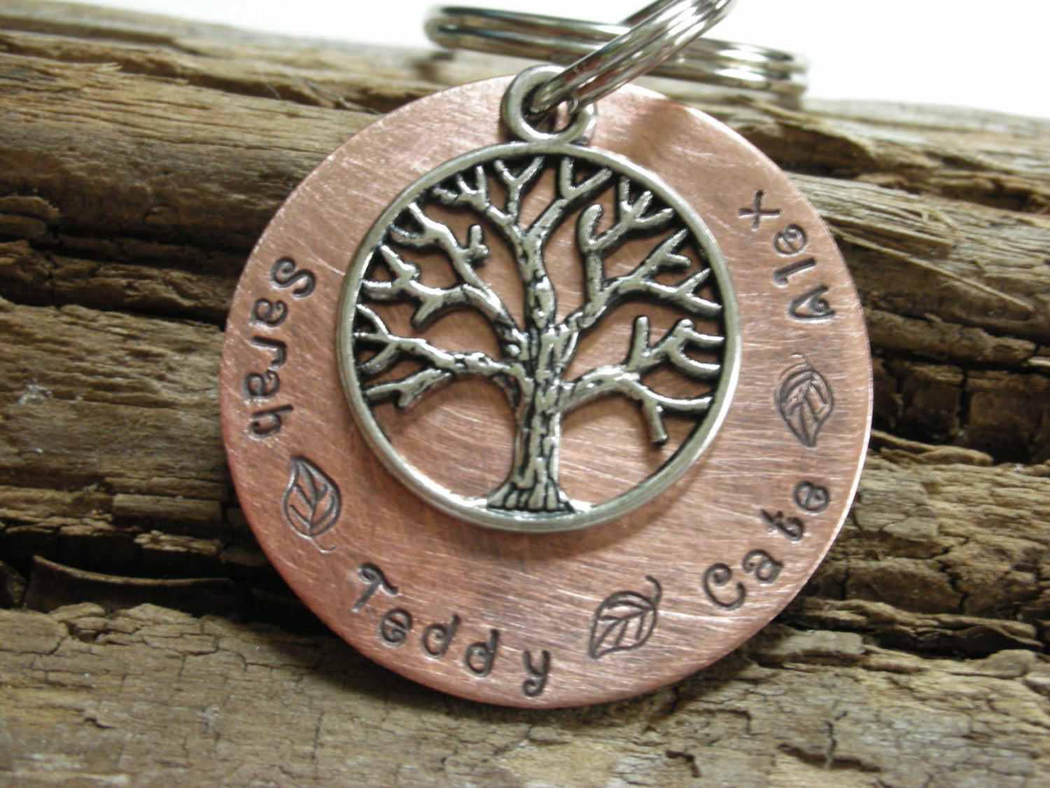 Family Tree Keychain-Custom Handstamped Keychain-Keepsake Family Tree Keychain-Mothers Day Gift-Customized Keychain