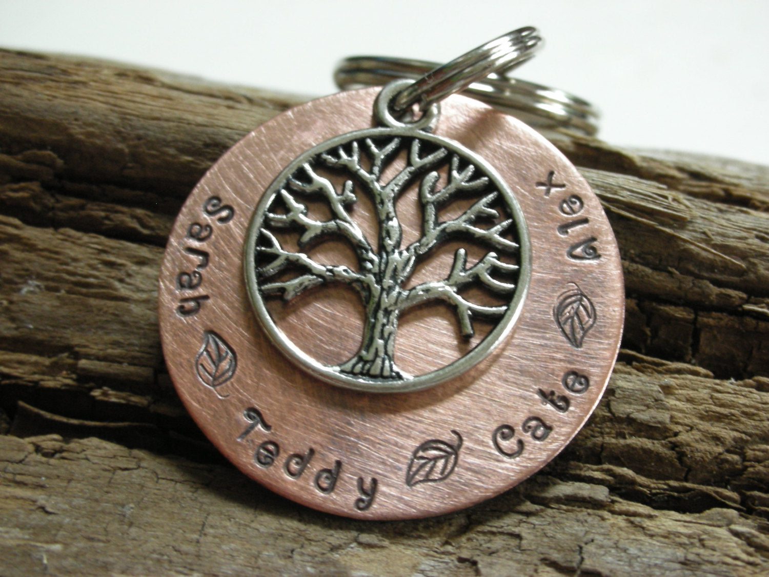 Family Tree Keychain-Custom Handstamped Keychain-Keepsake Family Tree Keychain-Mothers Day Gift-Customized Keychain