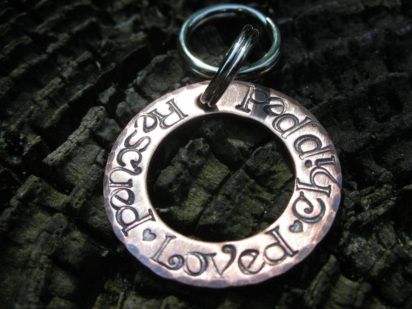 Custom Pet ID-Custom Dog Tag-Ring of Love-Handstamped Washer Pet Tag