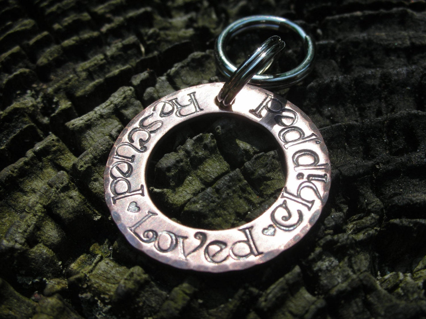 Custom Pet ID-Custom Dog Tag-Ring of Love-Handstamped Washer Pet Tag