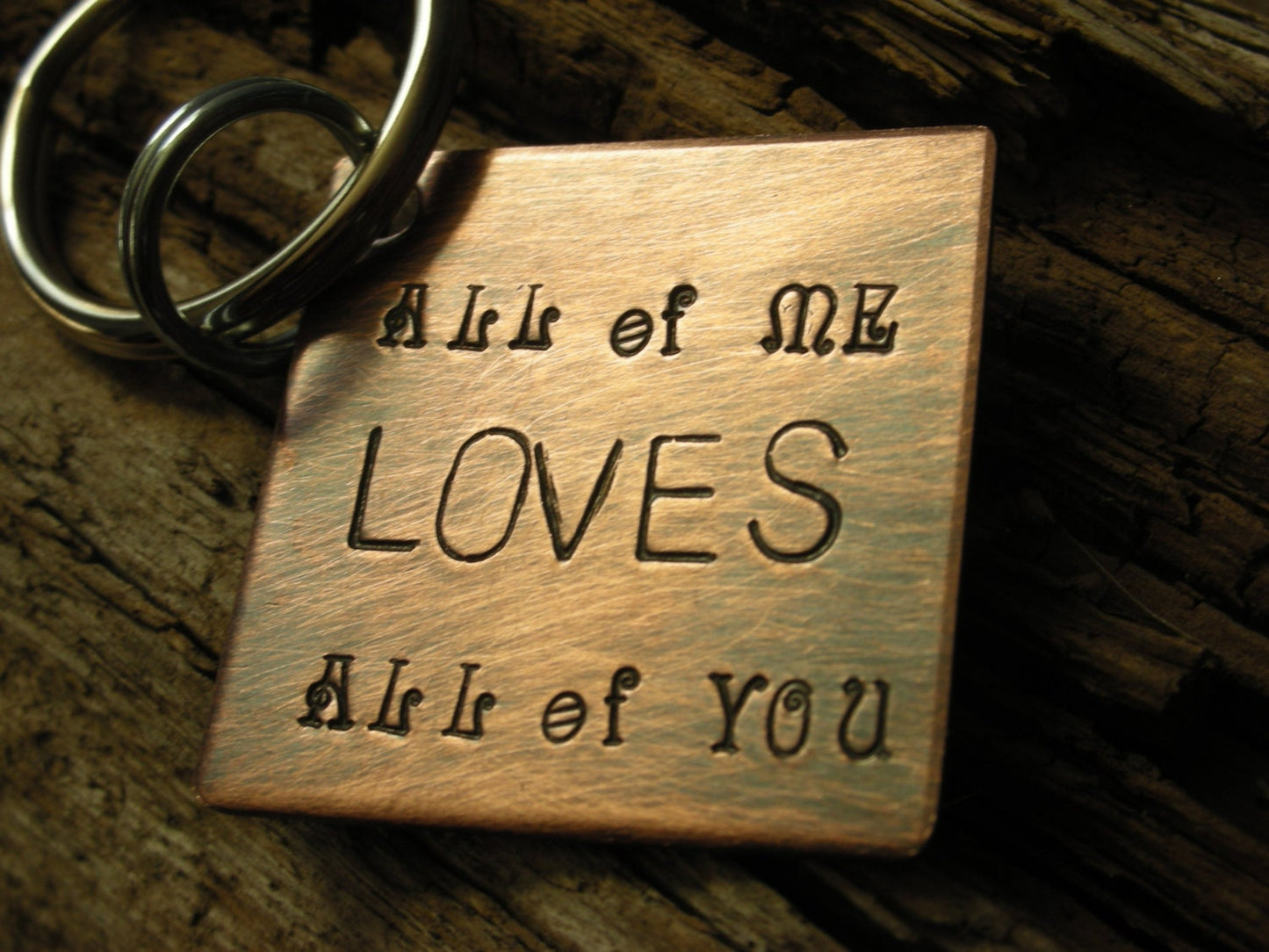 All of Me Loves All of You-Custom Handstamped Personalized Keychain-Valentines Gift,Wedding Gift,Anniversary Gift, Birthday Gift