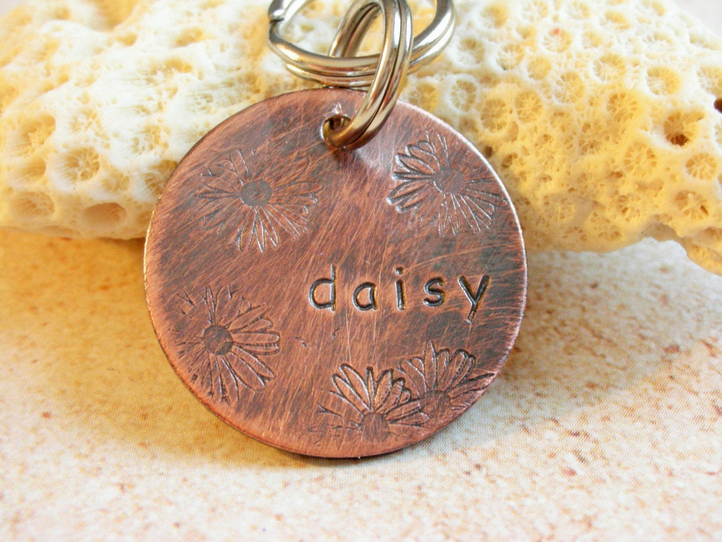 Pet Id Tag-Dog ID Tag-The Daisy Tag- ID Tag for Small or Medium Dog-Cat ID Tag