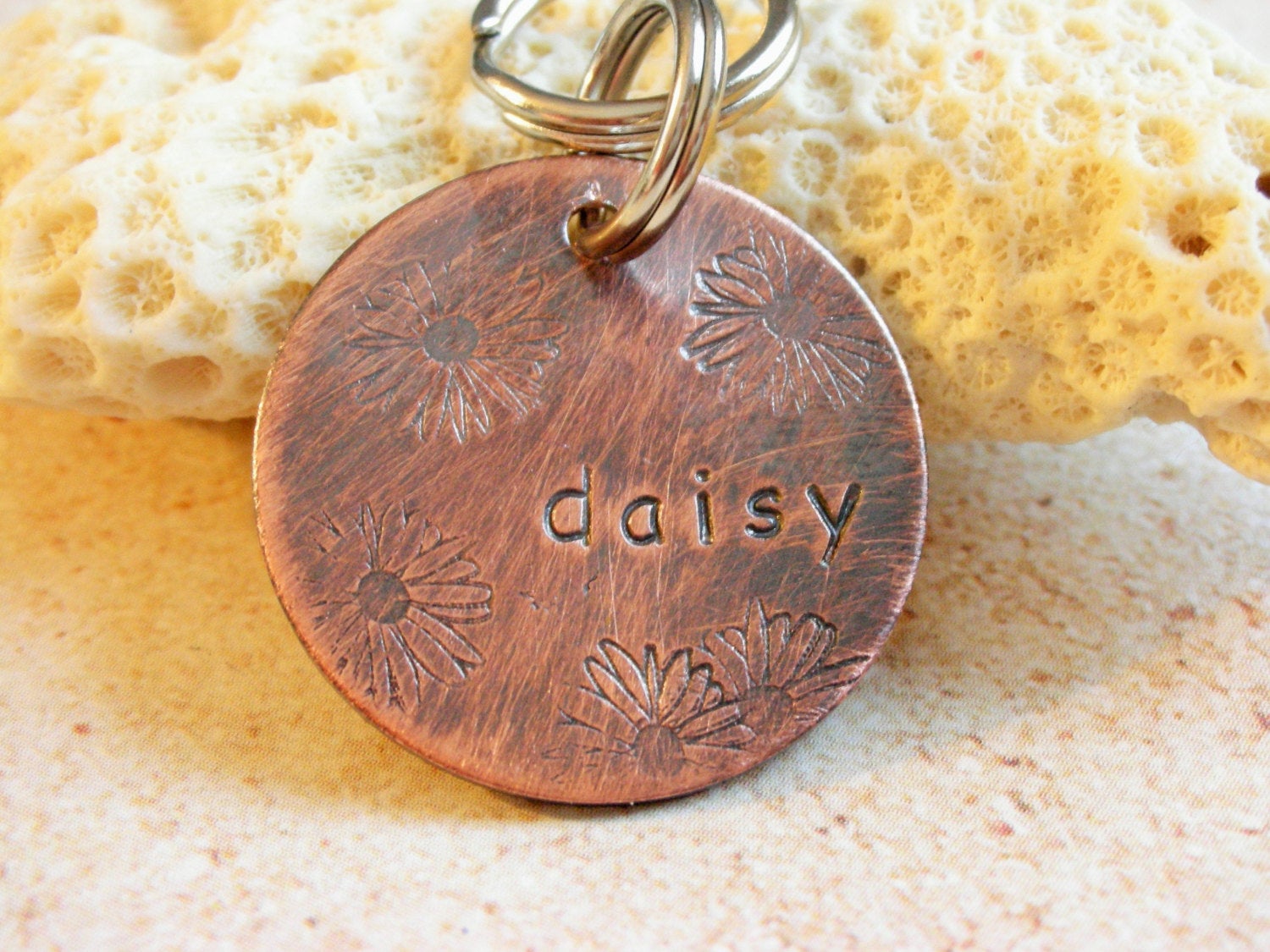 Pet Id Tag-Dog ID Tag-The Daisy Tag- ID Tag for Small or Medium Dog-Cat ID Tag