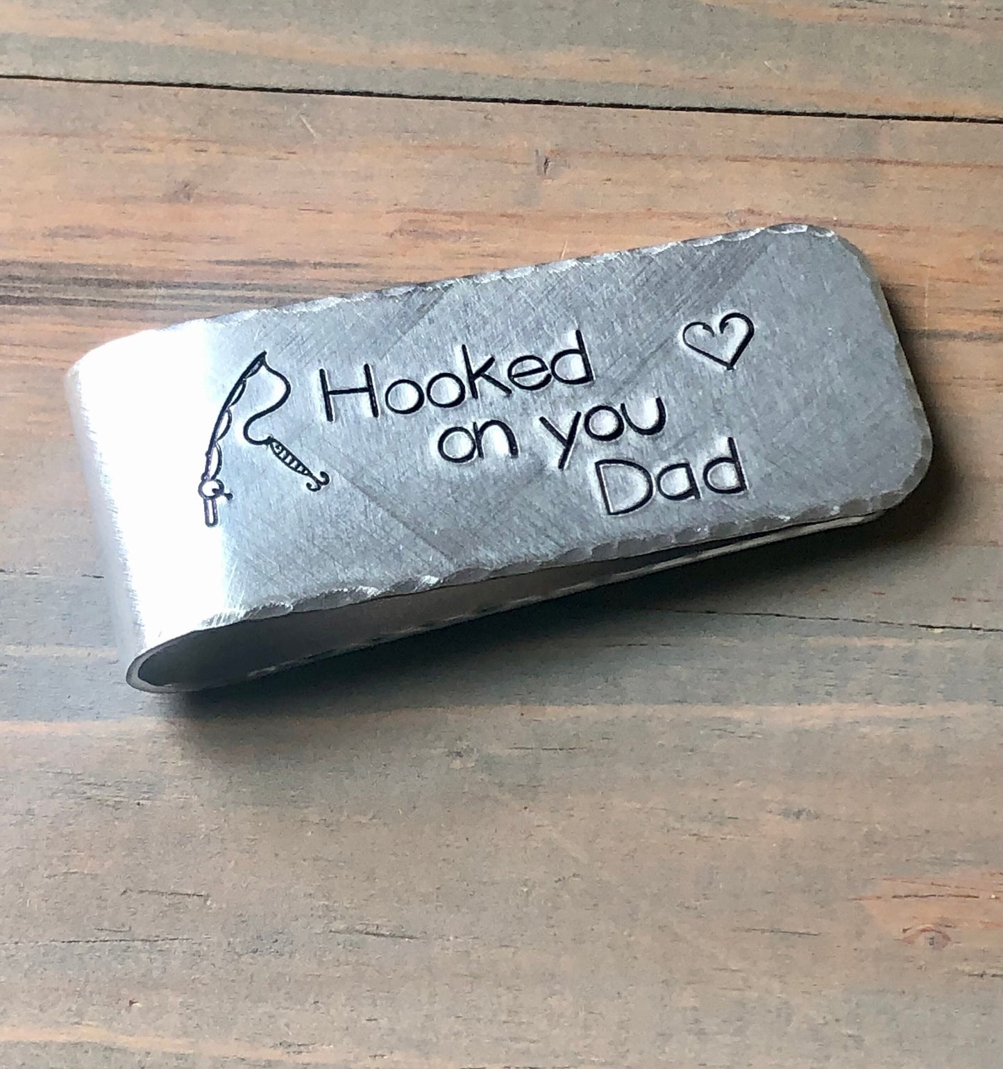 Personalized Money Clip for Fisherman - Father's Day Gift for Dad - Custom - Hand Crafted Money Clip in Bronze, Silver, Copper-Hooked On You