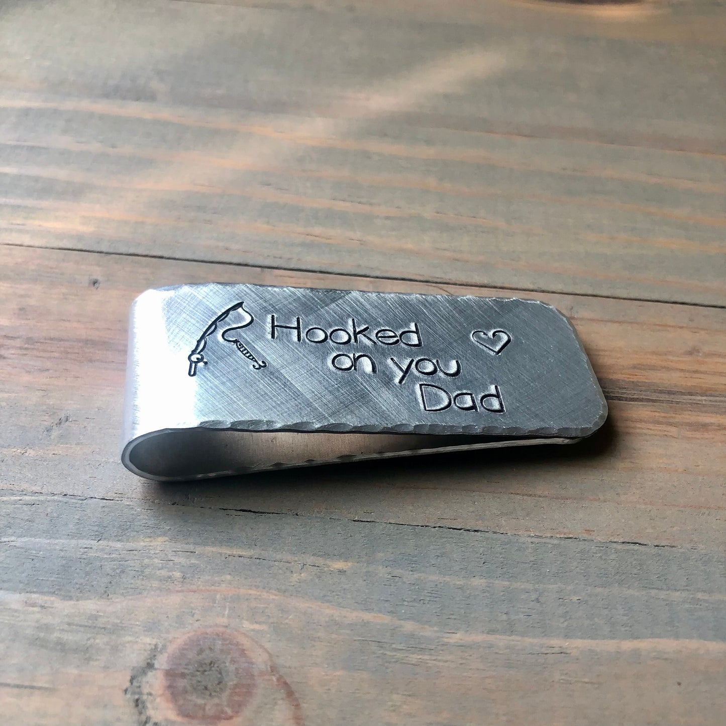 Personalized Money Clip for Fisherman - Father's Day Gift for Dad - Custom - Hand Crafted Money Clip in Bronze, Silver, Copper-Hooked On You