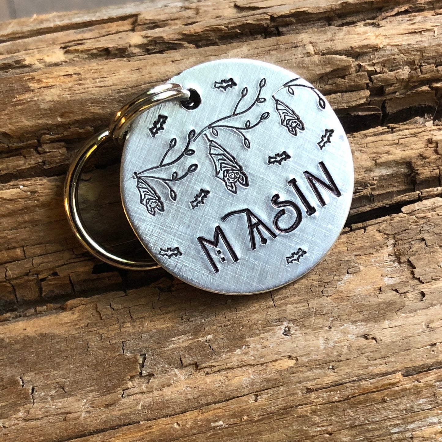 Bat Pet ID Tag, Dog Tag with Bats, Halloween Personalized Dog Tag, Spooky Vampire Pet Tag, 2 Sizes