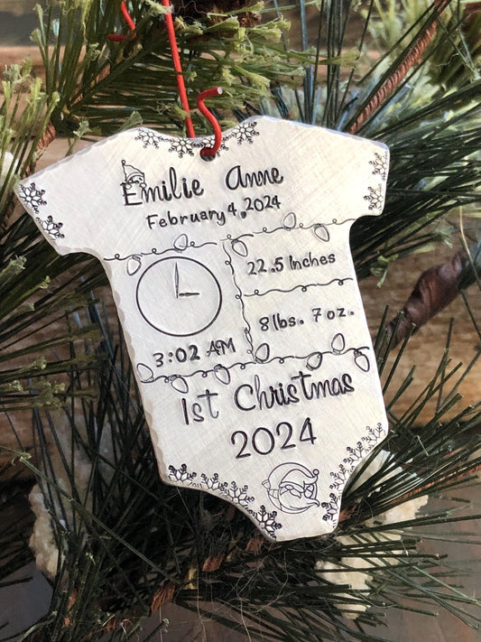 Personalized Baby's First Christmas Ornament - 1st Christmas Ornament with Baby Stats, Customized Birth Announcement Keepsake, Gift for Baby