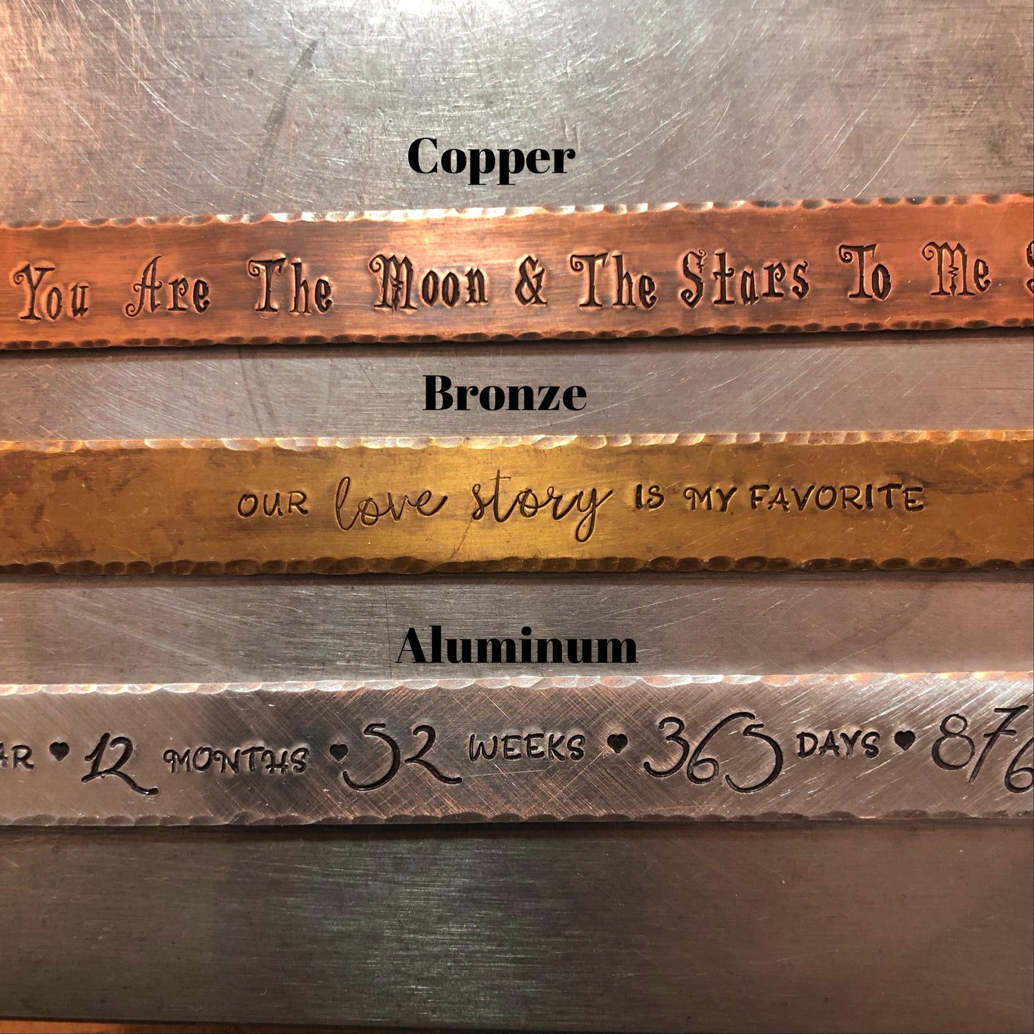 Bronze Anniversary Bookmark, Copper for 7th Anniversary, 8th Anniversary Bronze Bookmark, Gift for Book Lover, Personalized Anniversary Gift