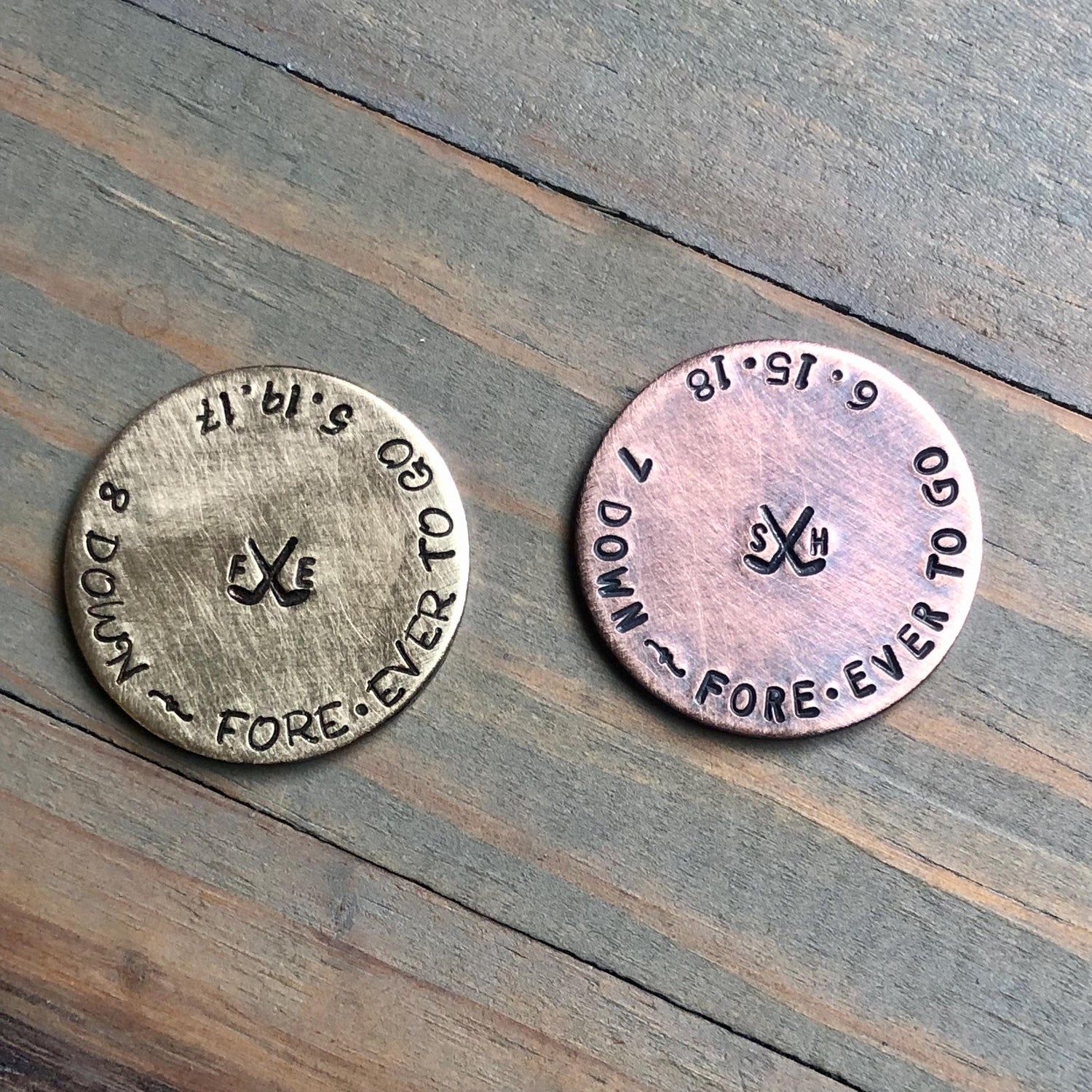 Copper Golf Ball Marker for 7th Anniversary - Bronze Golf Marker for 8th/19th Anniversary - Personalized Gift for Golfer - Custom for Him