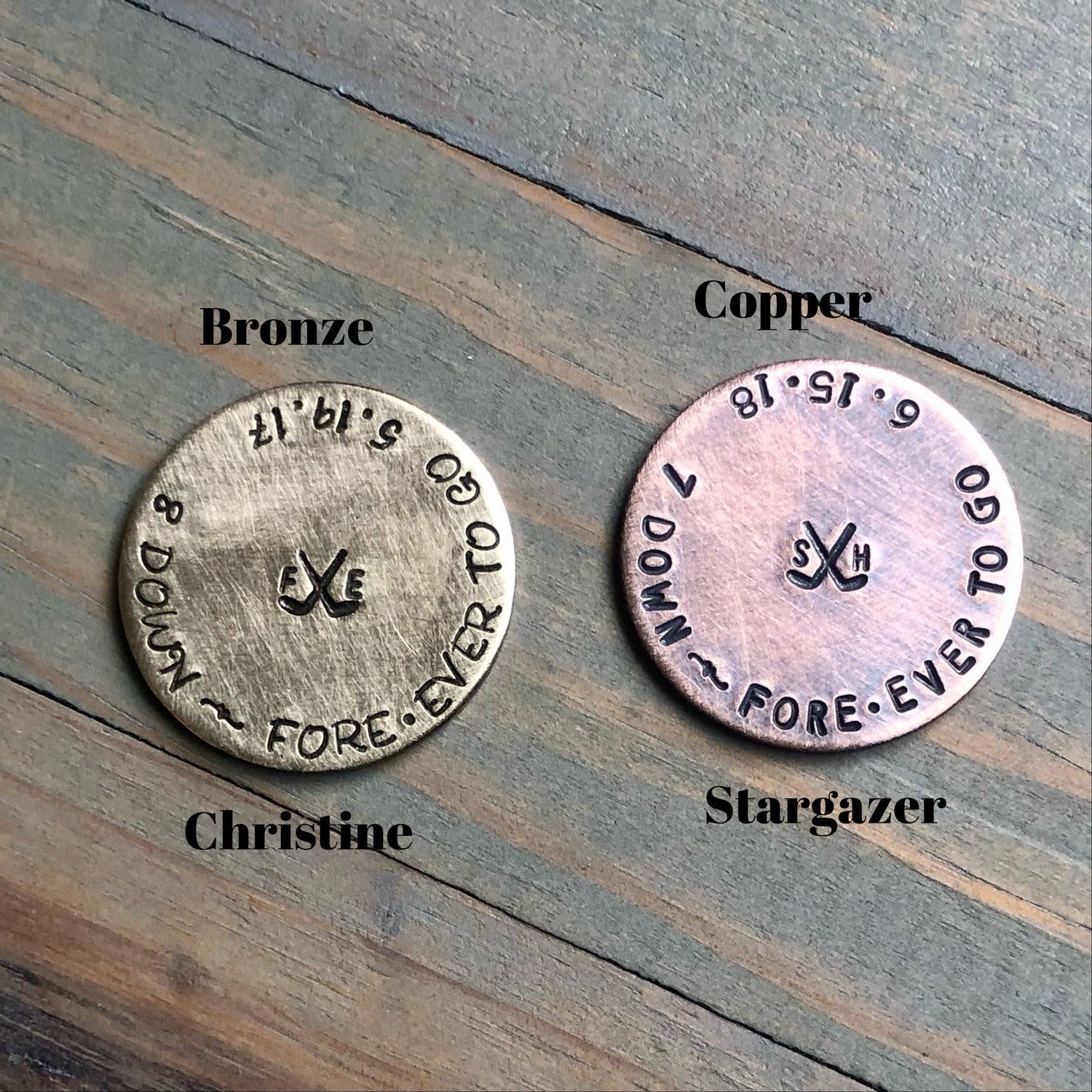 Copper Golf Ball Marker for 7th Anniversary - Bronze Golf Marker for 8th/19th Anniversary - Personalized Gift for Golfer - Custom for Him