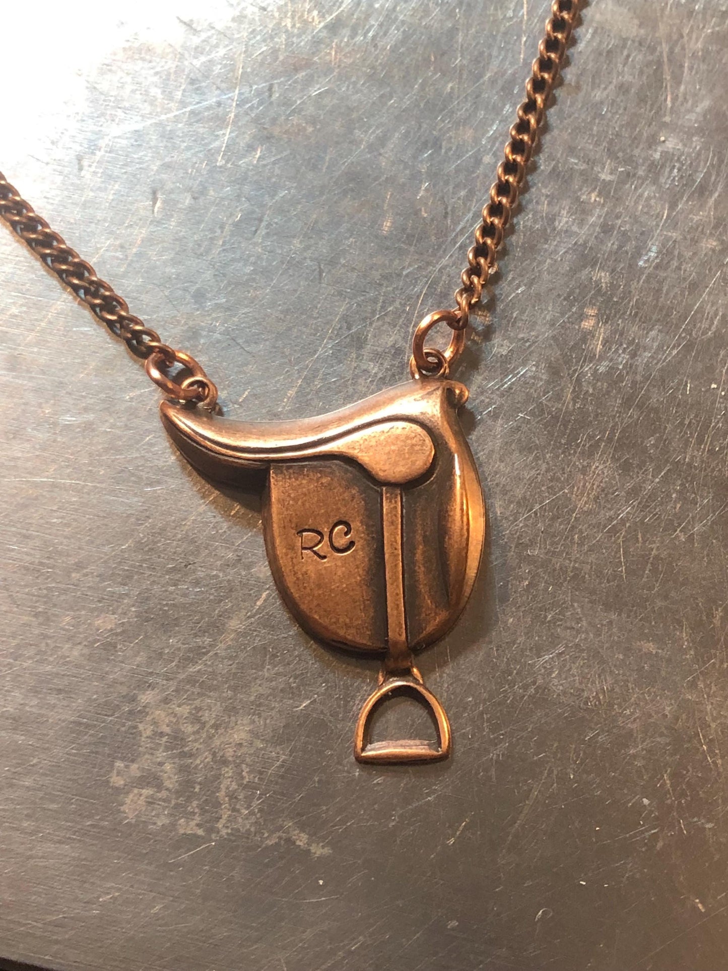 Hunt Seat Saddle Necklace, Personalized English Saddle Pendant, Dressage Gift, Gift for Horse Lovers, Initials, Hunter/Jumper