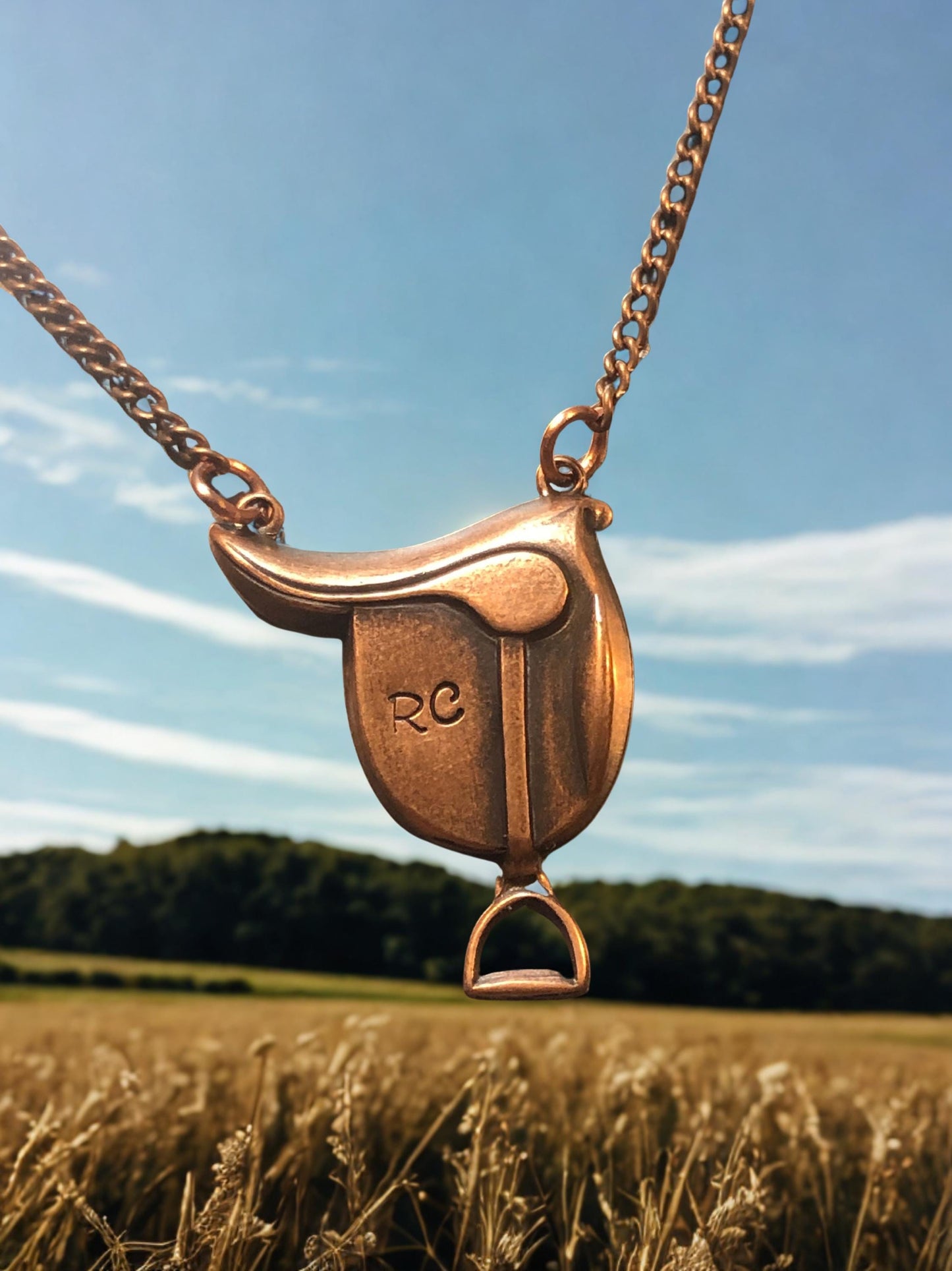 Hunt Seat Saddle Necklace, Personalized English Saddle Pendant, Dressage Gift, Gift for Horse Lovers, Initials, Hunter/Jumper