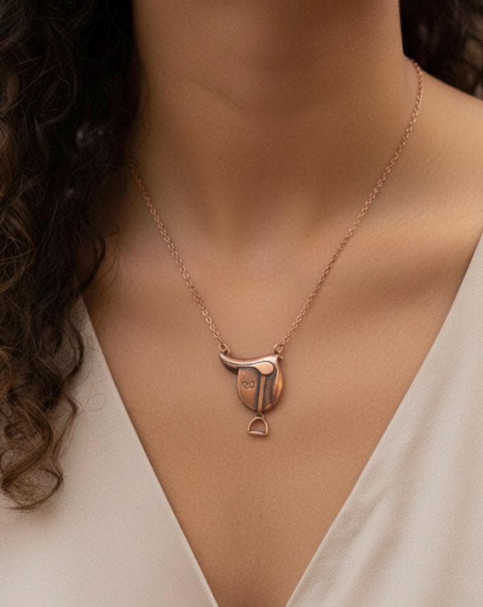 Hunt Seat Saddle Necklace, Personalized English Saddle Pendant, Dressage Gift, Gift for Horse Lovers, Initials, Hunter/Jumper