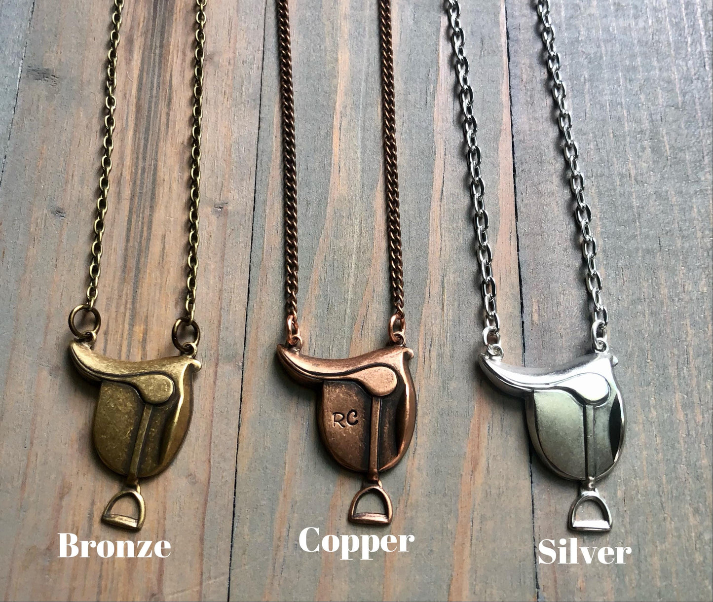 Hunt Seat Saddle Necklace, Personalized English Saddle Pendant, Dressage Gift, Gift for Horse Lovers, Initials, Hunter/Jumper