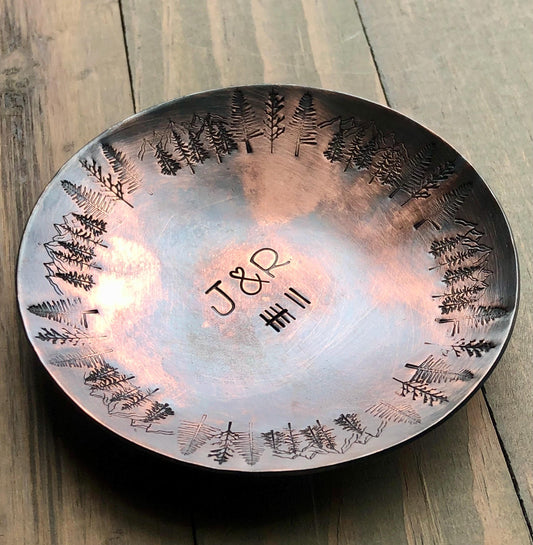 Copper Anniversary Ring Dish, 7th Anniversary Gift, Personalized Trinket Dish, Anniversary Gift for her or him, Custom Bronze for 8th