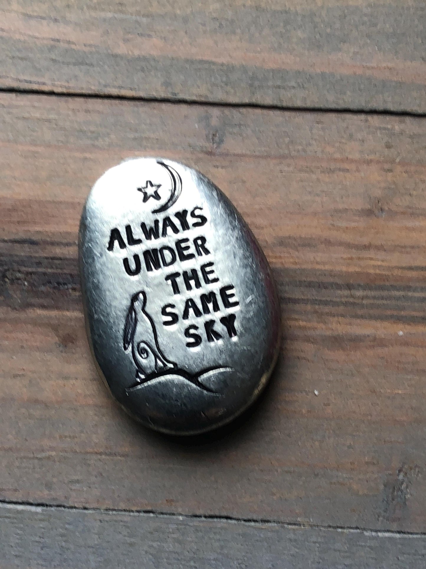 Deployment Pocket Pebble, Long Distance Military Deployment Gift, Under the Same Sky, Navy, Marines, Air Force, Army, Hand Stamped Pewter