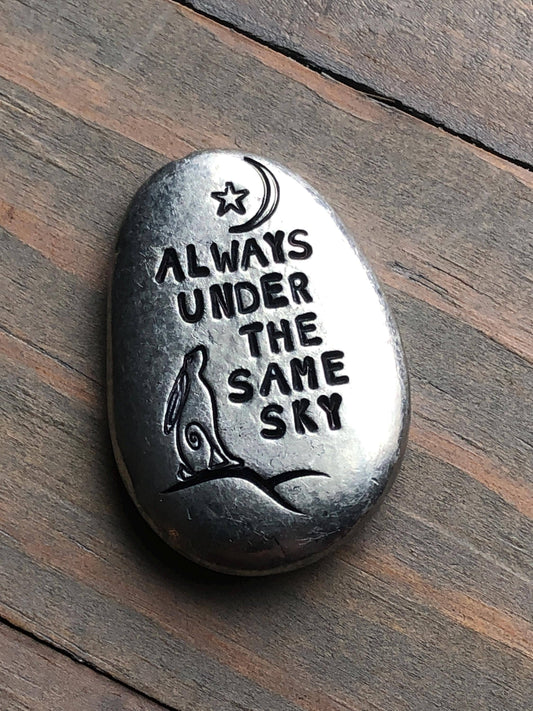 Deployment Pocket Pebble, Long Distance Military Deployment Gift, Under the Same Sky, Navy, Marines, Air Force, Army, Hand Stamped Pewter