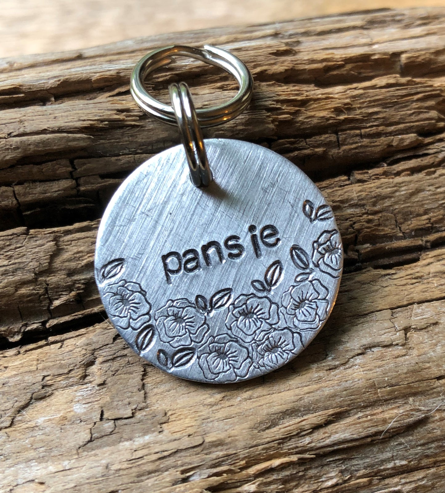 Dog Tag with Pansies