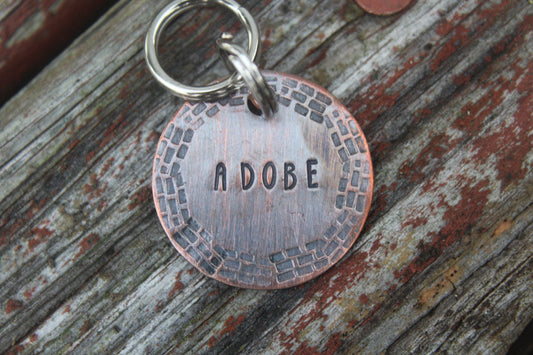 Custom Hand Stamped Dog ID Tag, Personalized Dog Tag, Tag for Small Medium Dog, Copper Dog Tag, Aluminum Pet ID Tag, Hand Stamped Pet Tag