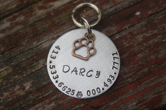 Custom Dog ID Tag-Personalized Pet ID-Paw Print Dog Tag-Custom Pet ID-The Darcy Tag