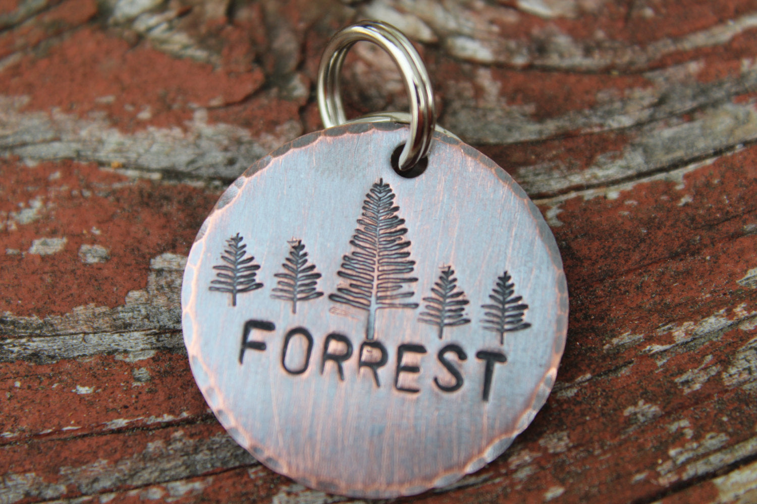 Custom Dog ID Tag-Forrest Handstamped Pet Tag- Tag for Small Medium Dog-Personalized Dog ID Tag-Pet Tag-Dog Tag-Tag for puppy