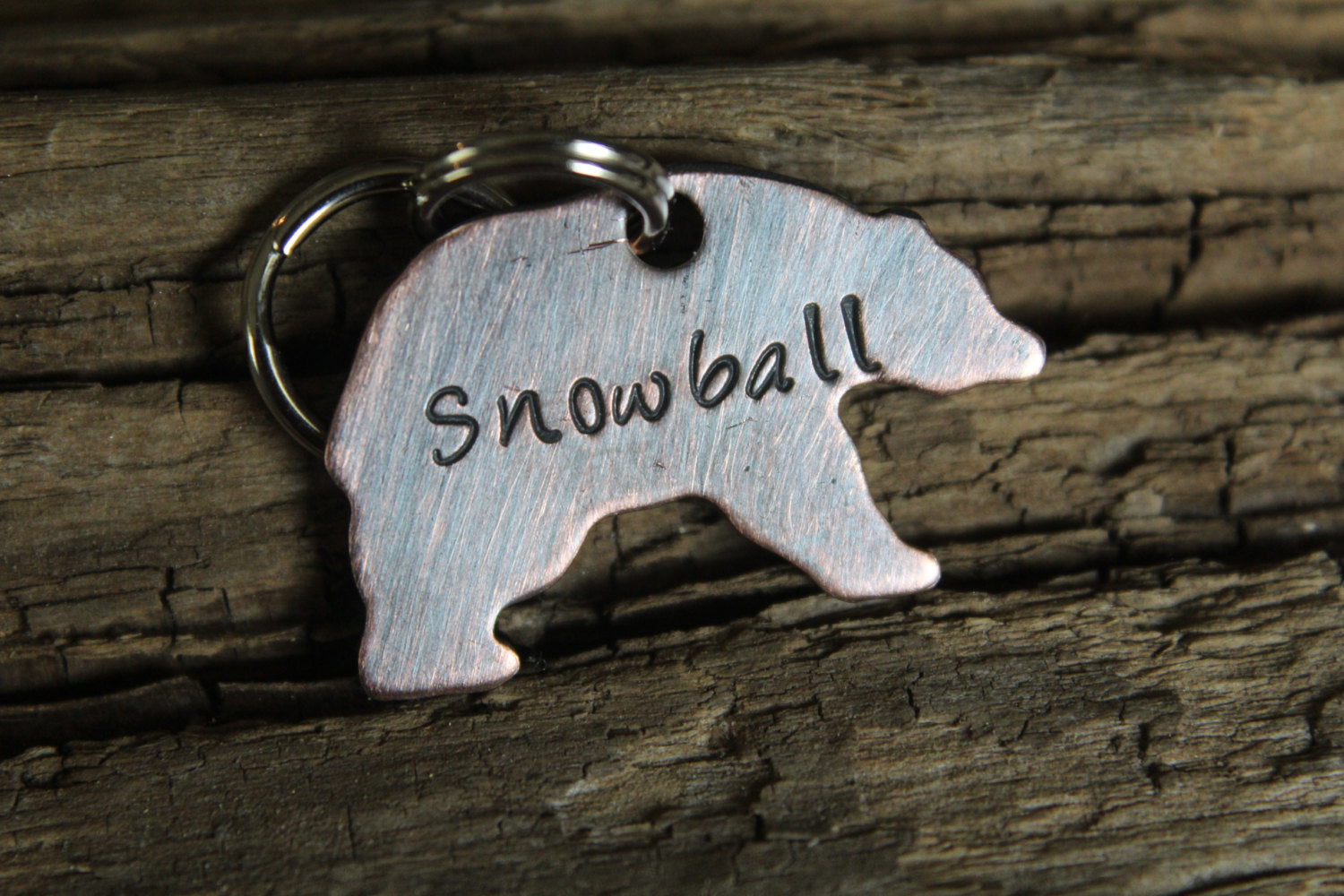 Custom Dog ID Tag-Bear Handstamped Pet Tag- Tag for Small Medium Dog-Personalized Dog ID Tag-Pet Tag-Dog Tag-Tag for puppy-Wilderness