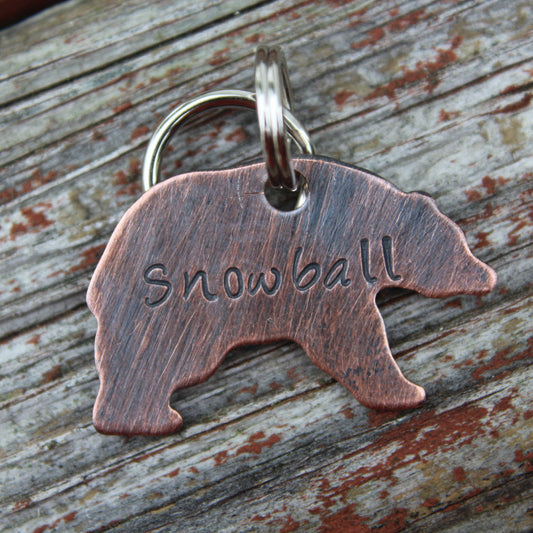 Custom Dog ID Tag-Bear Handstamped Pet Tag- Tag for Small Medium Dog-Personalized Dog ID Tag-Pet Tag-Dog Tag-Tag for puppy-Wilderness